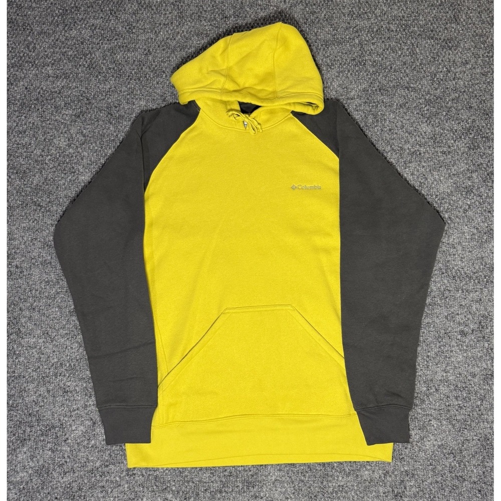 Columbia Hart Mountain II Hoodie Yellow &‎ Gray Colorblock Men's Size Medium NWT